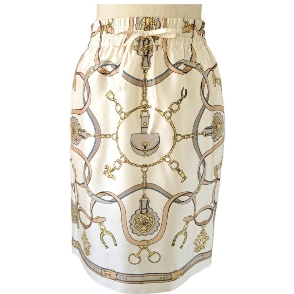 NEW J. McLaughlin White and Gold Printed Pencil Skirt
